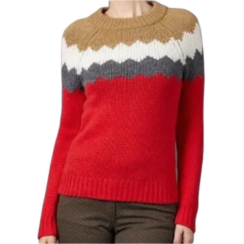 Boden Wool Alpaca Fair Isle Red Beige Sweater Size 2
